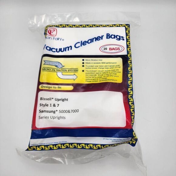20 Clean Fairy Vacuum Cleaner Bags Bissell Upright Style 1 & 7 Samsung 5000/7000 - Picture 1 of 2